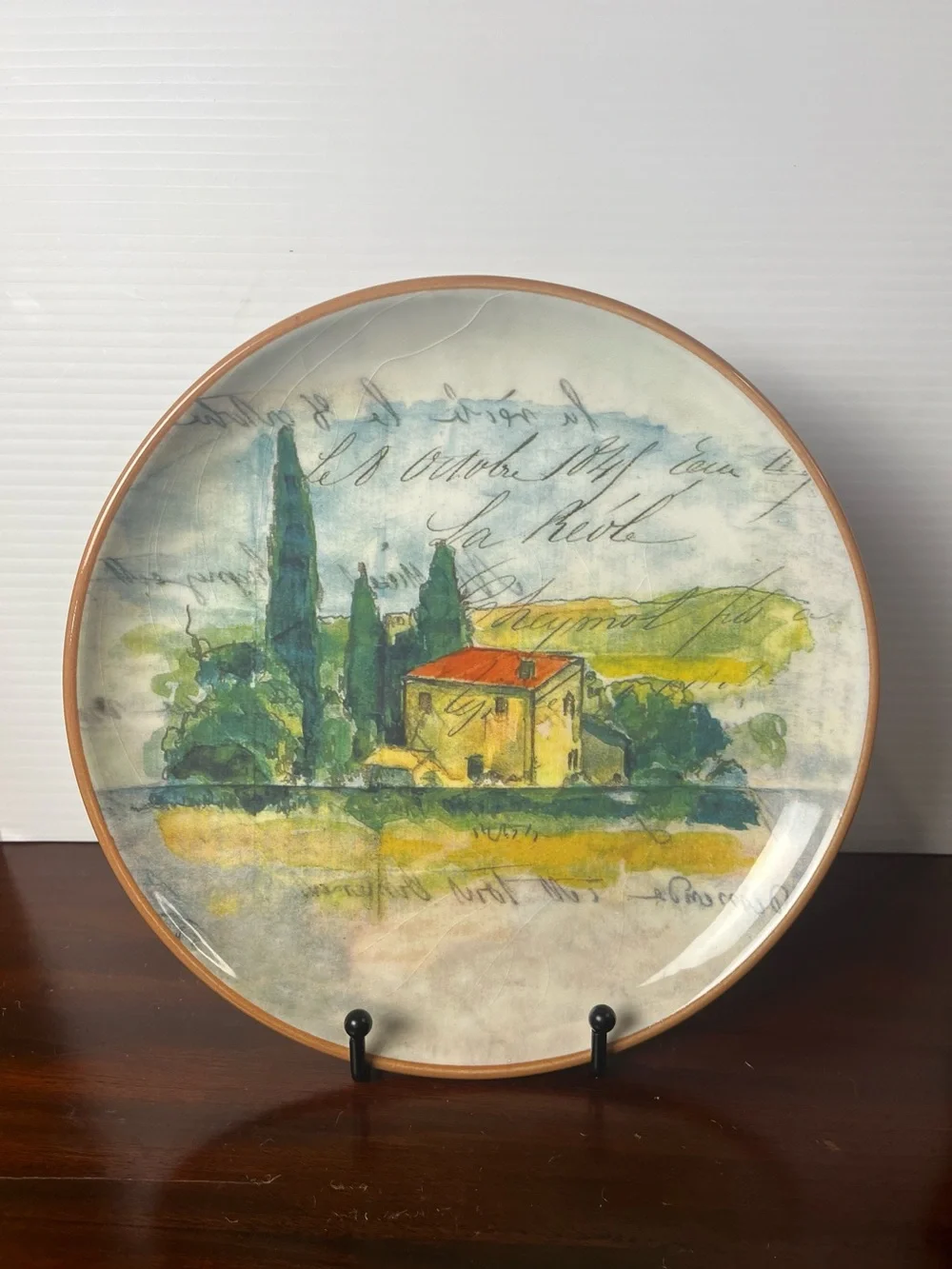 Paysage Salad/Dessert Plate With Dipping Bowl By artist Marc Lacaze